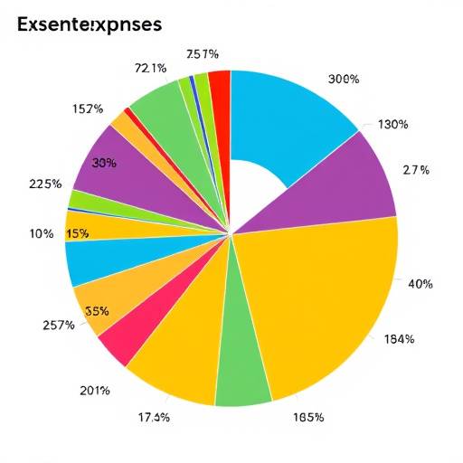 A pie chart illustrating different categories of expenses, such as housing, food, transportation, and entertainment.
