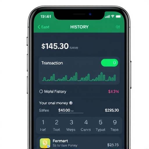 A smartphone displaying a mobile money app interface, showing transaction history and budgeting features