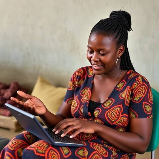 A woman reviewing her budget and making adjustments with a calculator, showing financial planning in Uganda